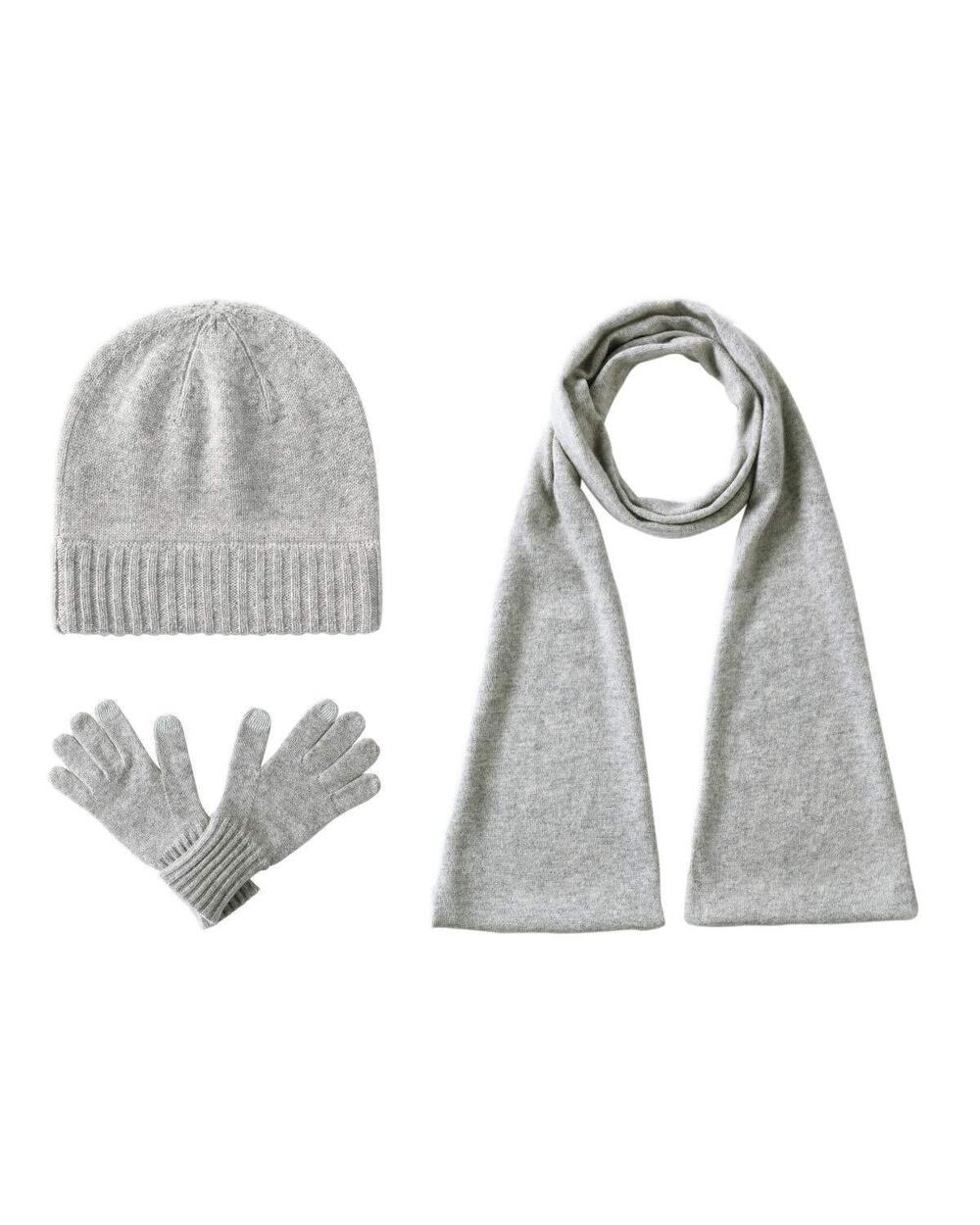 9412 ’s 100% Pure Cashmere Scarf, Gloves, Beanie Hat Gift Box Set